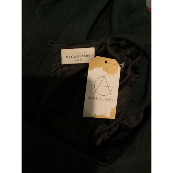 Megan Park Dark Green Cape Sleeve Bejeweled Dress, Size 2 - Picture 6 of 6